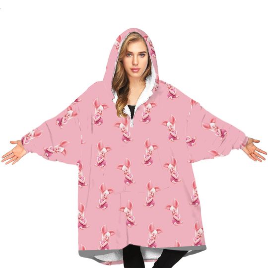 Piglet Fleece Blanket Hoodie, Disney Piglet Blanket Hoodie