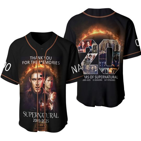 Supernatural Movie Jersey Shirt, Custom Name Short Sleeve Button Shirt, Summer Streetwear, All Size Available