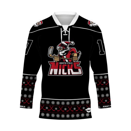 Christmas North Pole Hockey Nicks Blackout Holiday Hockey Jersey