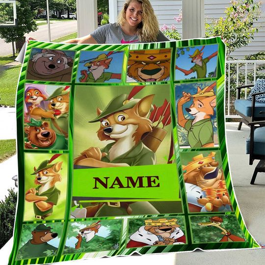 Personalized Disney Robin Hood Blanket/Custom Name Robin Hood Birthday Blanket/Lady Marian Little John Robin Hood Blanket
