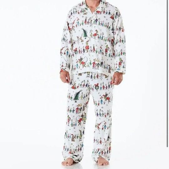 POTTERY BARN THE funny character CHRISTMAS PAJAMAS ORGANIC FLANNEL LOOSE FIT ADULT XL