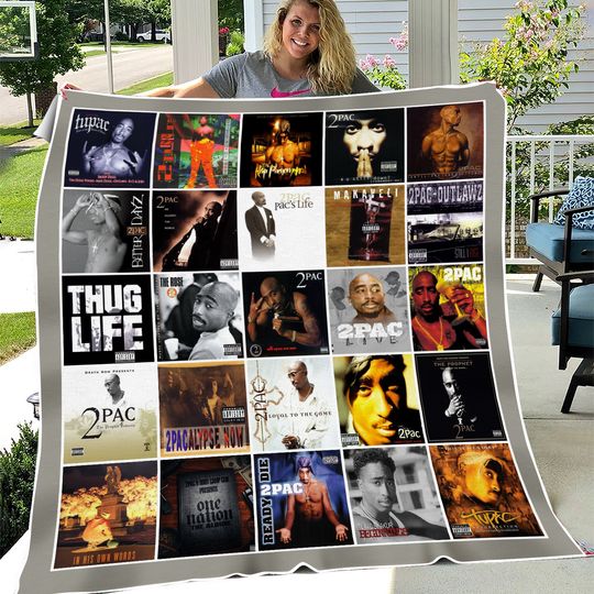 Discover Tupac Shakur Albums Cover Poster Version Quilt Blanket, Gift For Fans