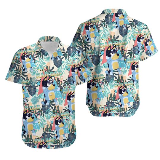 BlueyDad Rad Dad Hawaiian Shirt Bandit Heeler Father Day Shirt