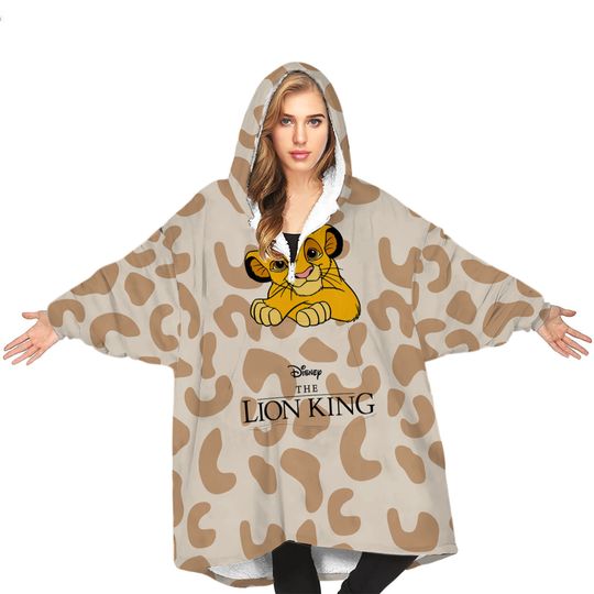 Disney Beige The Lion King Blanket Hoodie | For Adult and Kids | Christmas Gift | Disney Gift