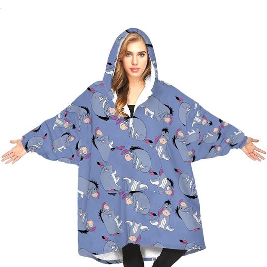 Girls Disney Eeyore Winnie The Pooh Oversized Fleece Blanket Hoodie