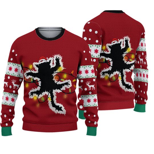 Griswold Cat Wrapped in Christmas Lights Sweater, Custom Cat Ugly Sweater, Funny Christmas Gift For Cat Owner Cat Lover, Cat Mom Sweater