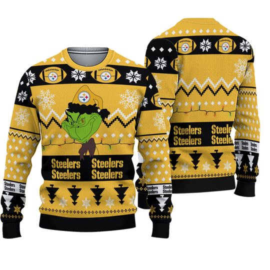 Pittsburgh Steeler funny character Happy Holiday Merry Christmas Football Ugly Sweater