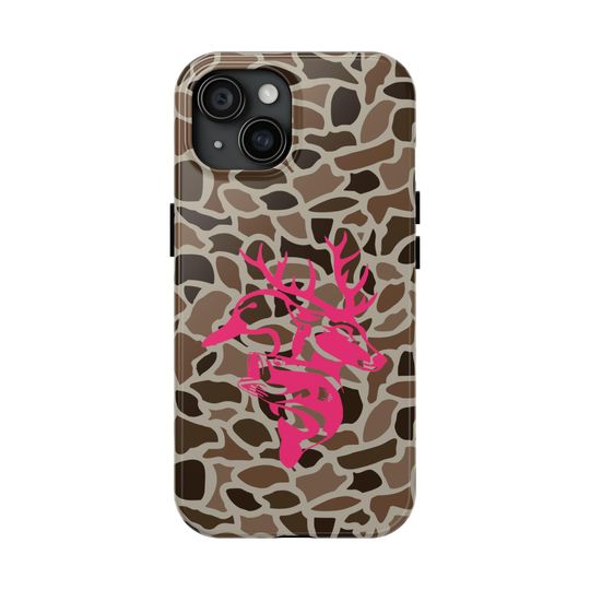 Old School Camo "Deer Duck Fish" in Pink Tough Phone Case