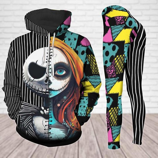 Jack And Sally Hoodie Legging, Nightmare Before Christmas Legging, Skeleton Hoodie