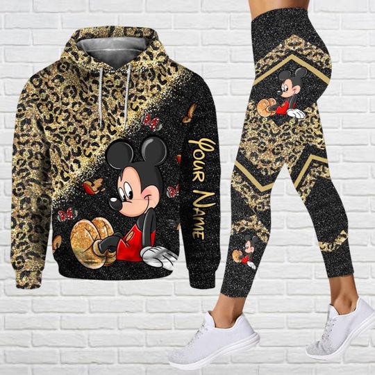 Personalized Mickey Mouse Leopard Hoodie, Disney Cartoon Leggings, Mickey Hoodie
