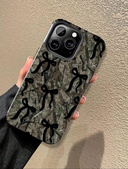 Camo "Real Tree" Black Bow Coquette Phone Case