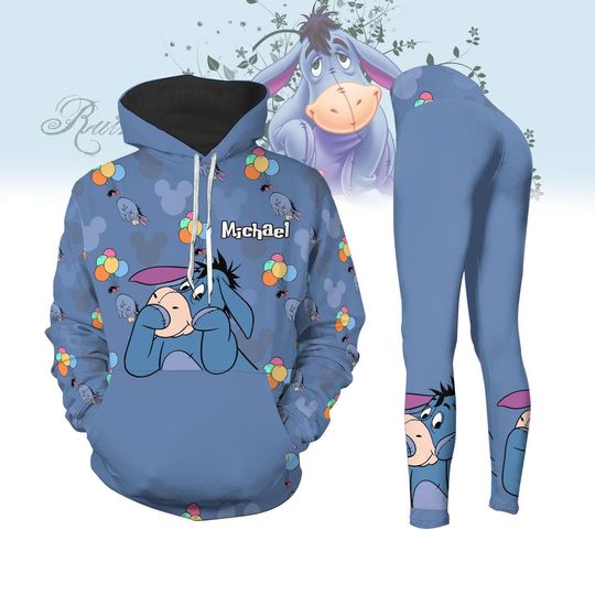 Winnie The Pooh Eeyore Hoodie Legging, Eeyore Hoodie, Personalized Eeyore Hoodie