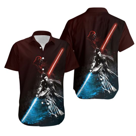 Darth Vader And Luke Skywalker Button Shirt, StarWars Hawaiian Shirt