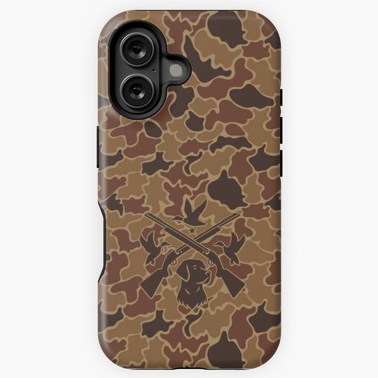Vintage Waterfowl Hunting Camo Camouflage Ducks Dog Hunters  iPhone Case