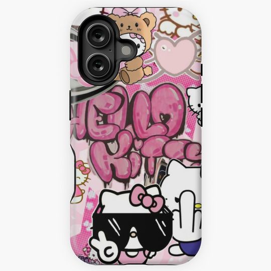 Hello Kitty punk graffiti art iPhone Case