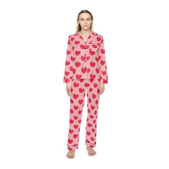 Valentine Pajamas, Ladies Valentine Pajamas, Valentine Print Pajamas Hearts, Love Pajamas, Heart Pajamas