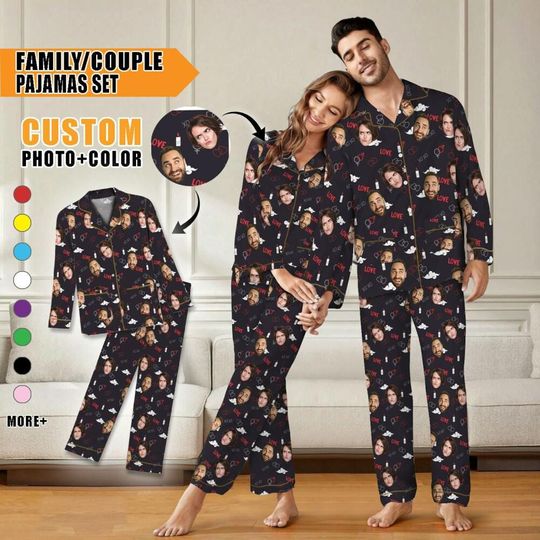 Personalize Couple Love Pajamas, Gifts for the Couple, Anniversary gift, Matching Pajamas, Custom Pajama Set, Valentine Pajamas