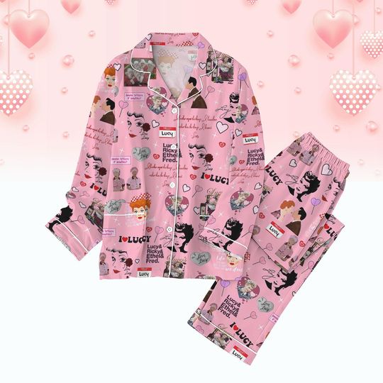 I Love Lucy Pajamas Set, Lucy Ricardo Shirt, Vintage Movie Women Pajamas, Retro Sitcom Midnight Shirt, Family Pajamas, Gift For Fan