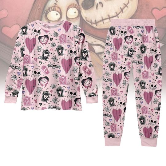 Jack And Sally Long Sleeve Pajamas, Nightmare Before Christmas Shirt, Disney Trip Pyjamas, Magic Kingdom Merch, Valentines Day Gift