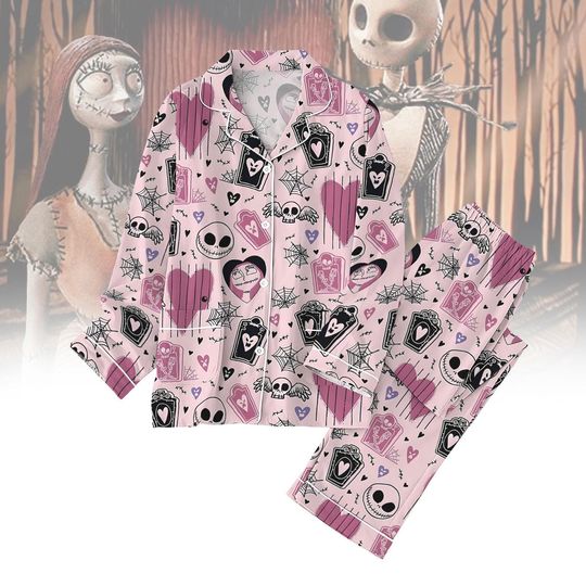 Nightmare Before Christmas Pajamas Set, Jack And Sally Pjs, Disney Trip Shirt, Magic Kingdom Tee, Skeleton Couple Pyjamas, Gift For Fan