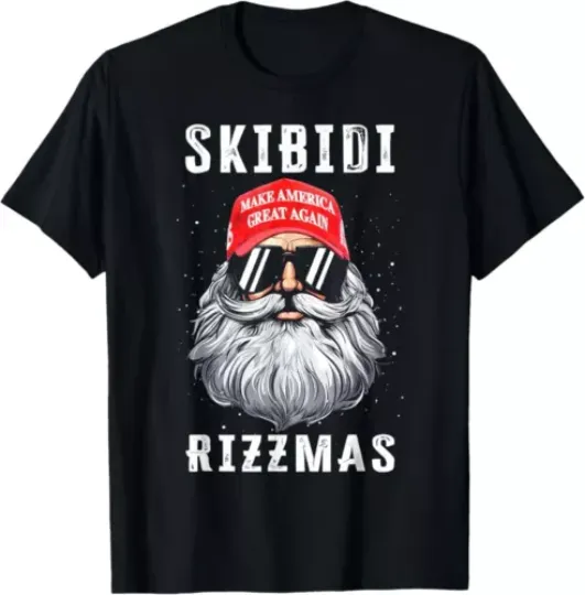Funny Santa Trump Skibidi Rizzmas Make Christmas Great Again T-Shirt, Unisex Tee