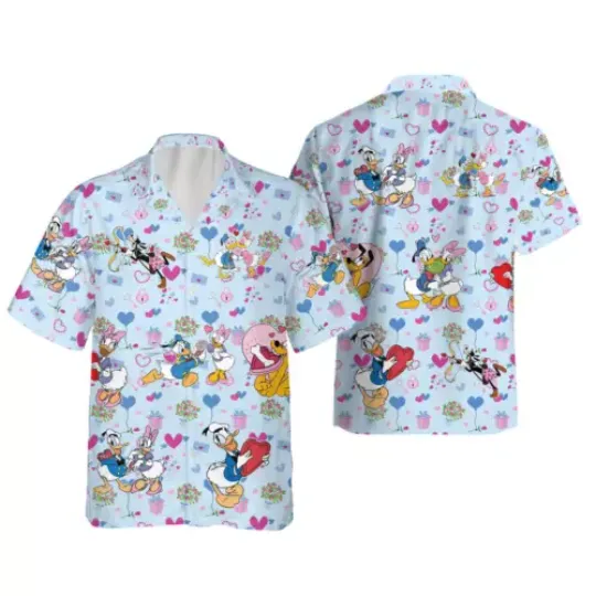 Discover Donald And Daisy Duck Couple Be Mine Happy Valentine's Day Hawaiian Shirt