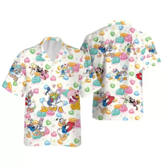 Donald Vs Daisy Duck Love You Hug Me Happy Valentine's Day Hawaiian Shirt