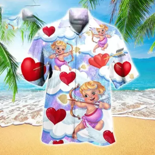 Cupid Heart Shapes Happy Valentine's Day Hawaiian Shirt