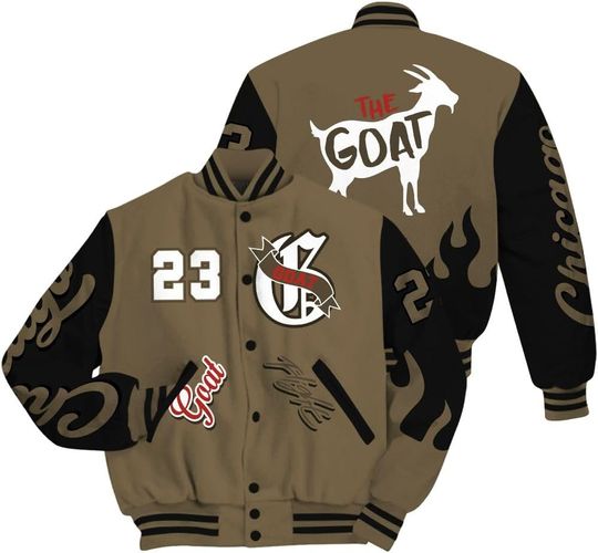 Dunkare Olive 9s Baseball Jacket - Retro 9 Olive Friday Halloween Graphic Luxury Baseball Varsity Jacket