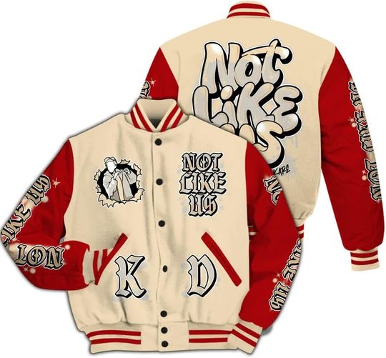 Dunkare Dunk Low Strawberry Waffle Baseball Jacket - None Like Us Graphic All Over Print Letterman Jackets