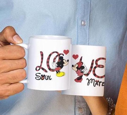 Valentine Couple Mug, Couple Minnie Mickey Coffee Mug, Couple Love Gift, Girlfriend Gift, Romantic Gift for Boyfriend, Valentine Ceramic Mug