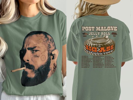 Big Face  Post Malone Post Malone Tour  Double Sidesd T Shirt