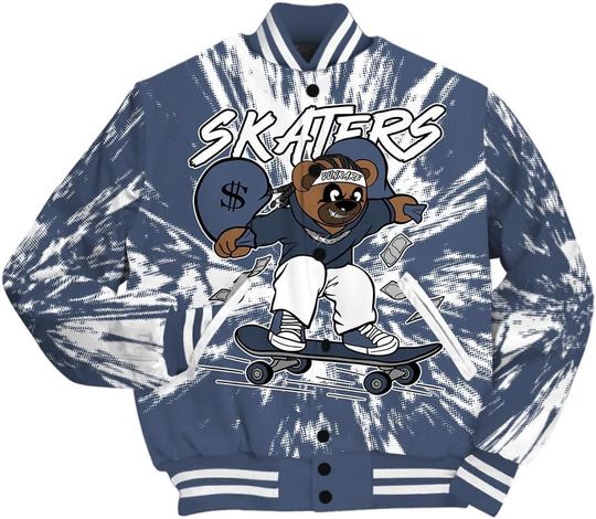 Dunkare Low Diffused Blue 11s Baseball Jacket - Skaters Bear Luxury Varsity Jacket Unisex New