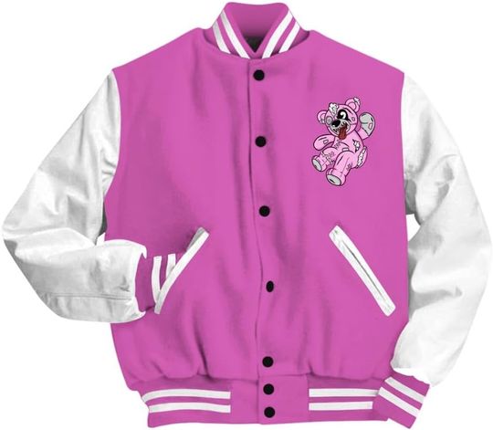 Dunkare Hyper Violet 4s Baseball Jacket - Havok Bear Vasity Jacket Unisex New