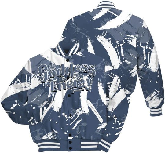 Discover Dunkare Diffused Blue 11s Baseball Jacket, 11 Diffused Blue Goddess Energy Retro Baseball Varsity Jacket