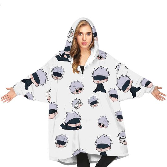 Gojo Blanket Hoodie, Custom Staffy Oversize Blanket Hoodie