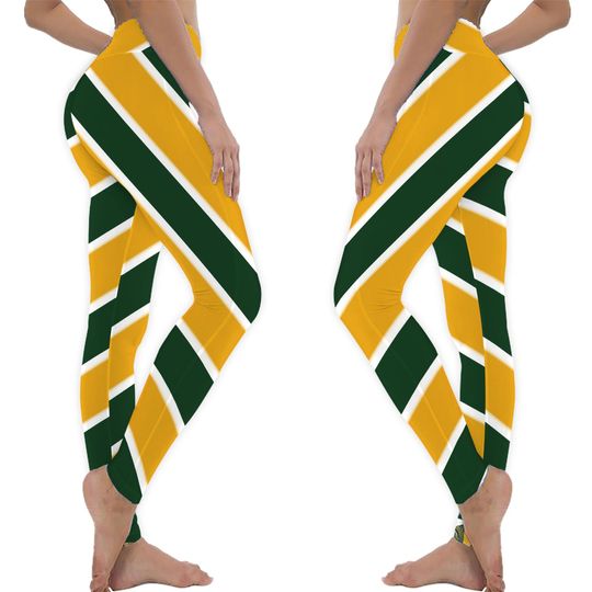 Discover Green Bay Football Themed leggings, Green and Gold Women's Leggings,  Women's Yoga Pants, cute leggings,  Packers leggings, gift