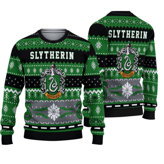 Harry Potter Slytherin House Ugly Christmas Sweater - Wizarding Holiday Apparel