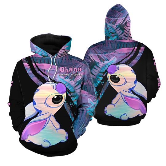 Personalized Stitch Ohana Means Family Hoodie And Leggings, Stitch Unisex Hoodie