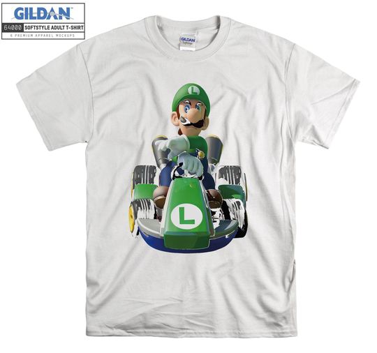 Mario Kart Luigi Driving Fast Graphic T shirt