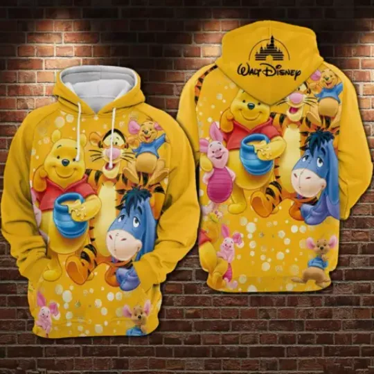 Winnie The Pooh Piglet Eeyore Tiger Hoodie 3D Printed