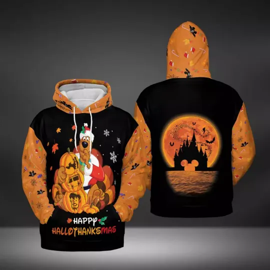 Scooby Doo Happy Hallothanksmas Halloween Thanksgiving Hoodie 3D Printed