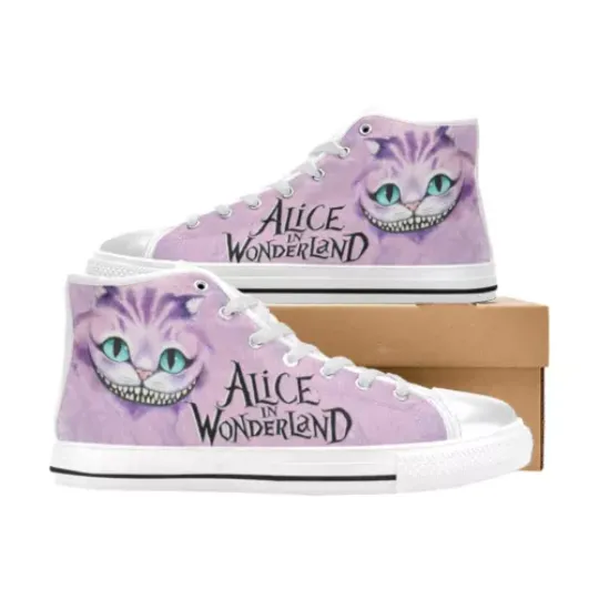 Violet Alice in Wonderland Chesire CatHigh Top Sneaker , Shoes Athletic