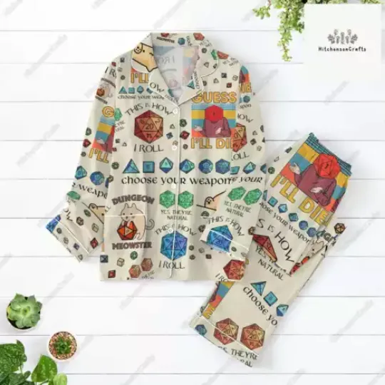 Dungeons And Dragons Pajamas Set, DnD Pajamas Family, DnD Dice Pajamas, Dungeon