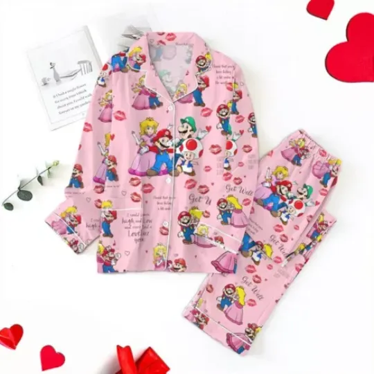 Princess Peach Couple Holiday Pajamas, Her Hero And His Princess Matching Shirt