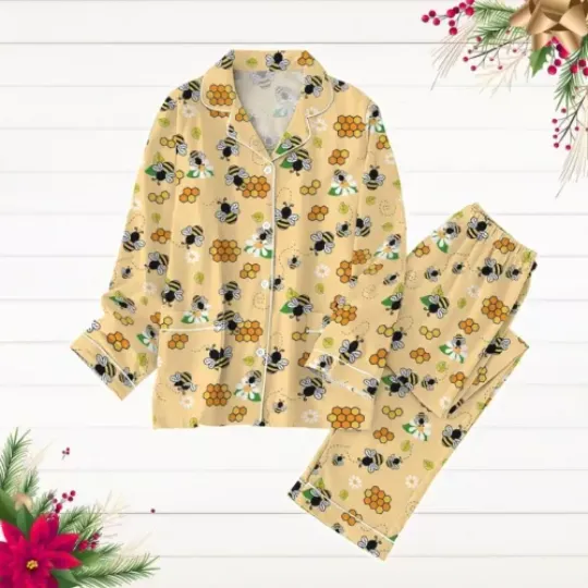 TNatural Holiday Pajamas, Gift For Bee Lovers, Pajamas For Party