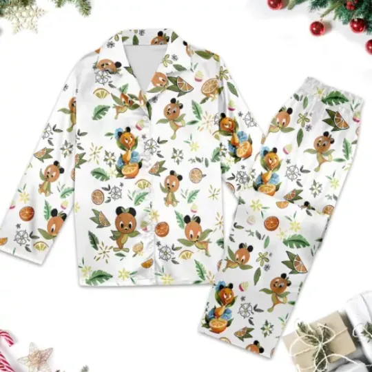 Orange Bird Pattern Summer Vacation Shirt, Cartoon Magic Kingdom Outfit