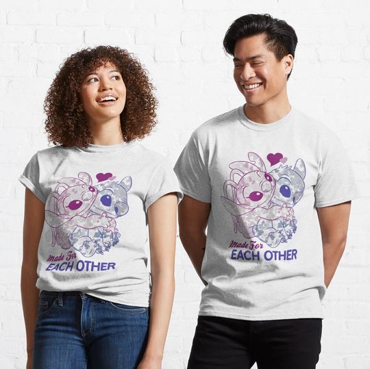 Stitch Made For Each Other Valentines Day T-Shirt