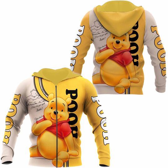 Lovely Winnie The Pooh Zipper Hoodie, Disneyland Hoodie, Cartoon Hoodie
