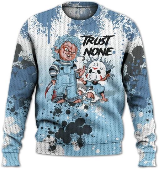 Dunkare Legend Blue 11s Sweater, 11 Legend Blue Trust No One Scary Knitted Sweater